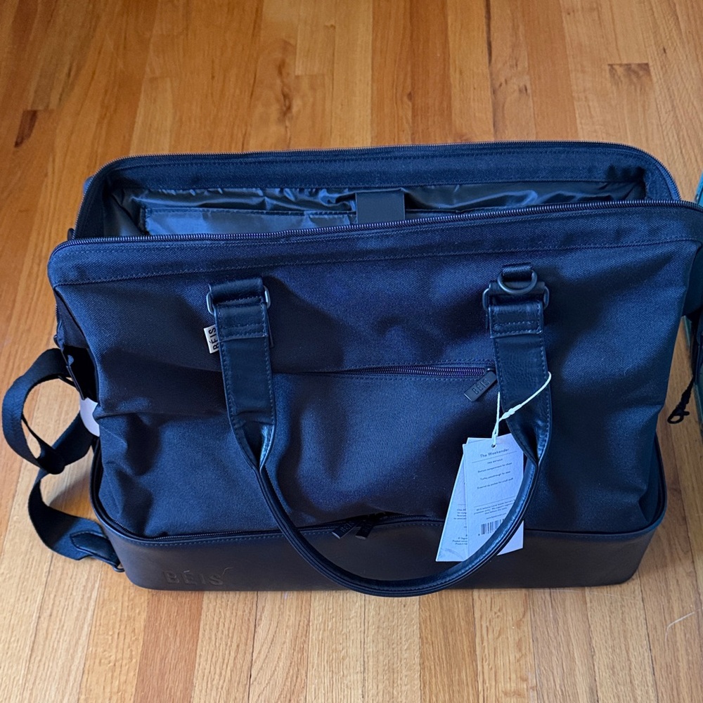BEIS Black Travel Tote Bag with Dual Handles